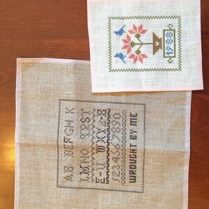 Set Of Two Finished Cross Stitch Projects,  Unframed